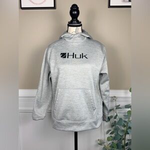 Huk Boys Pullover Logo Hoodie in Gray Size YL